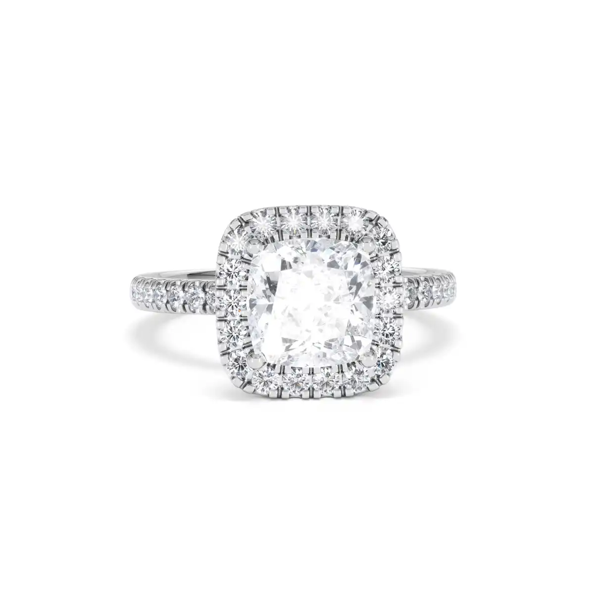 2.60ct Beatrice Lab Diamond Halo Engagement Ring 18K White Gold F/VS1