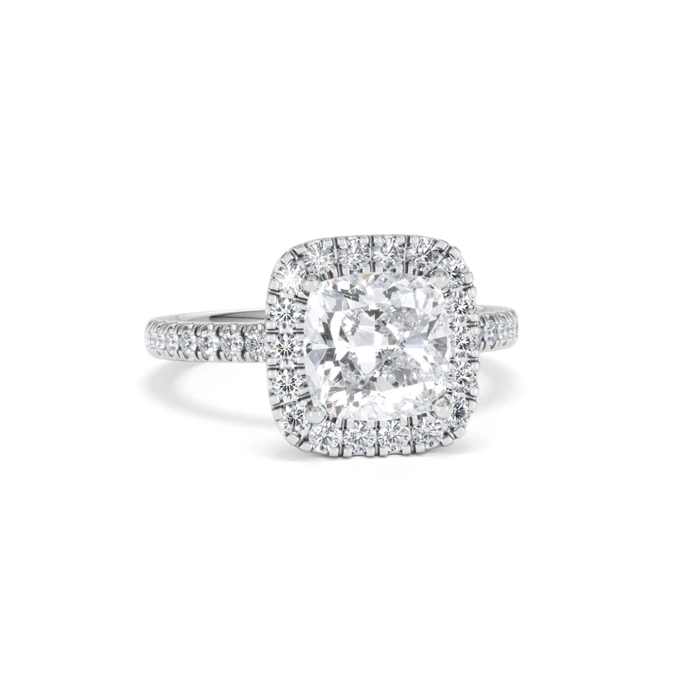 2.60ct Beatrice Lab Diamond Halo Engagement Ring 18K White Gold F/VS1
