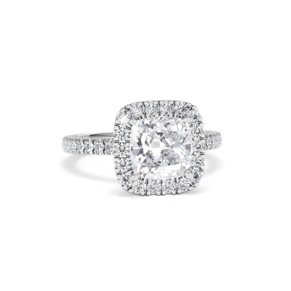 2.60ct Beatrice Lab Diamond Halo Engagement Ring 18K White Gold F/VS1