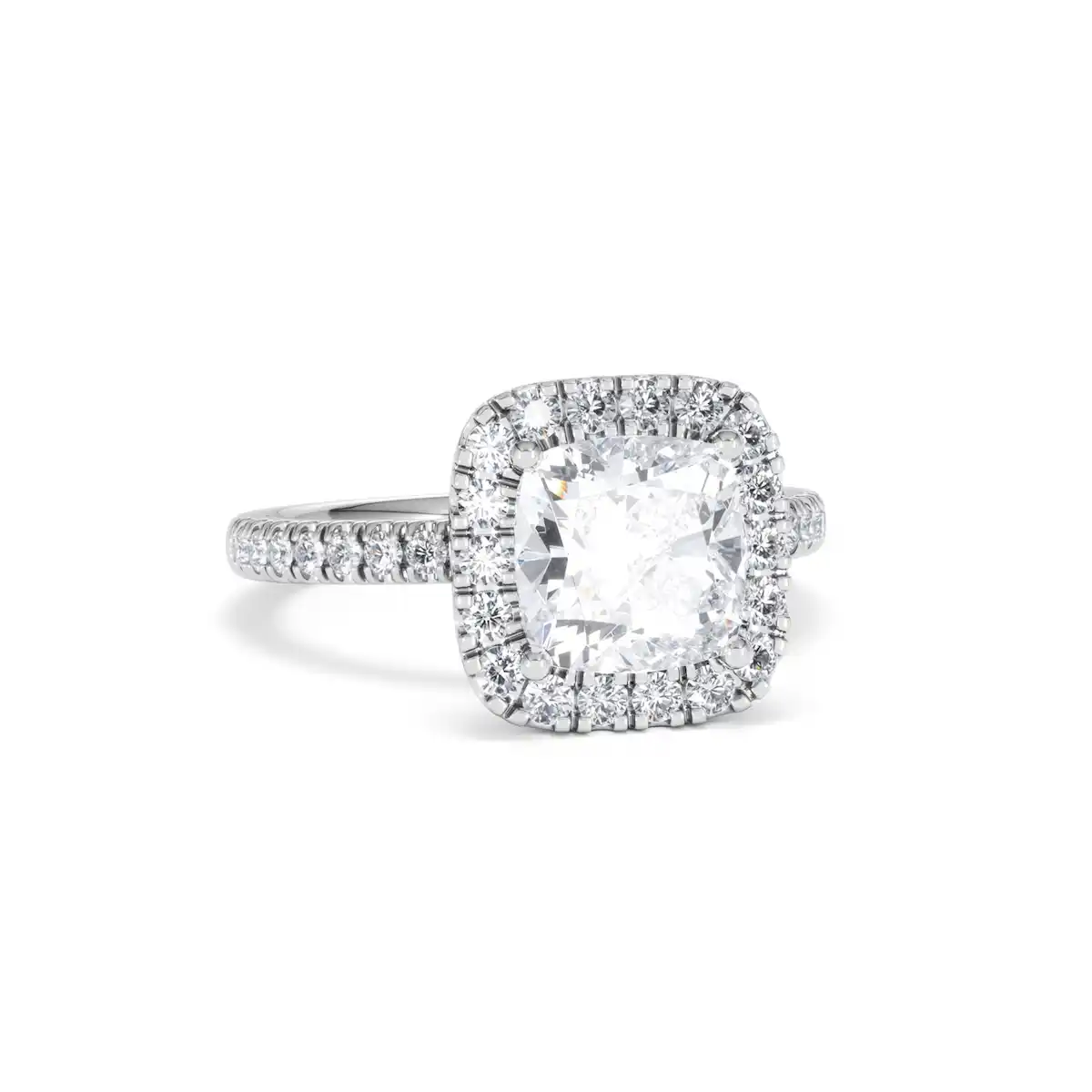 2.60ct Beatrice Lab Diamond Halo Engagement Ring 18K White Gold F/VS1