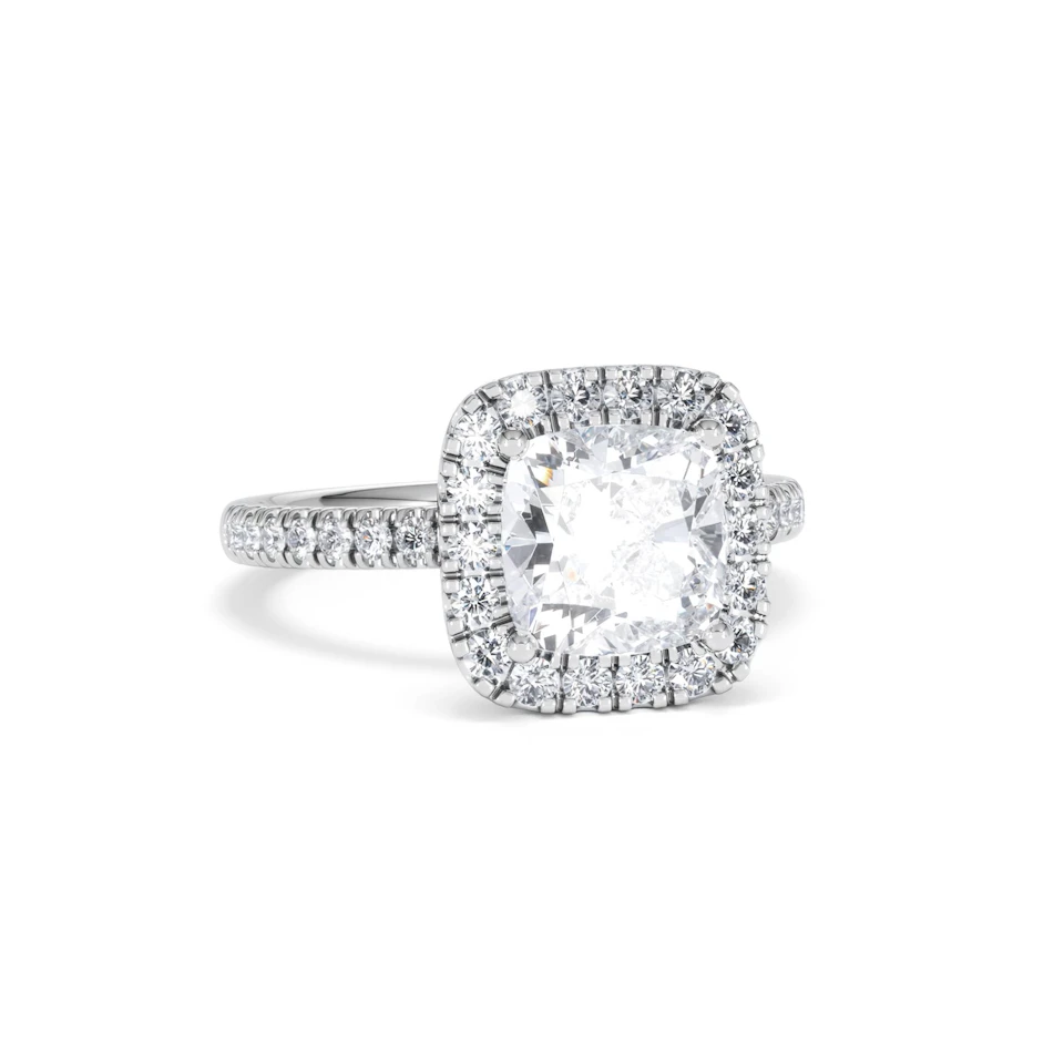 2.60ct Beatrice Lab Diamond Halo Engagement Ring in Platinum F/VS1