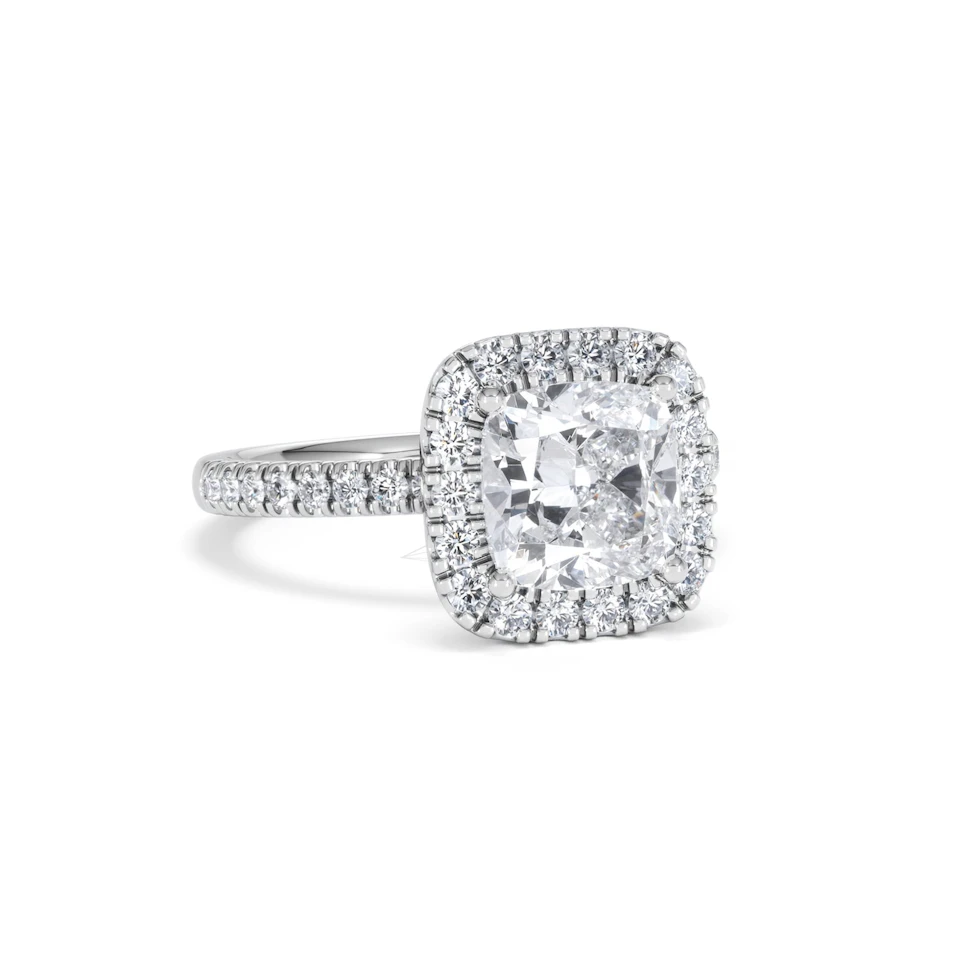 2.60ct Beatrice Lab Diamond Halo Engagement Ring in Platinum F/VS1