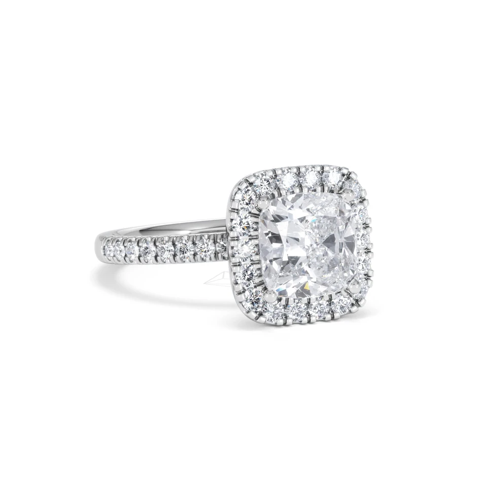 2.60ct Beatrice Lab Diamond Halo Engagement Ring in Platinum F/VS1