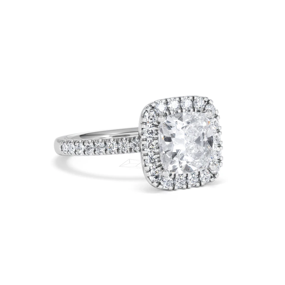 2.60ct Beatrice Lab Diamond Halo Engagement Ring in Platinum F/VS1