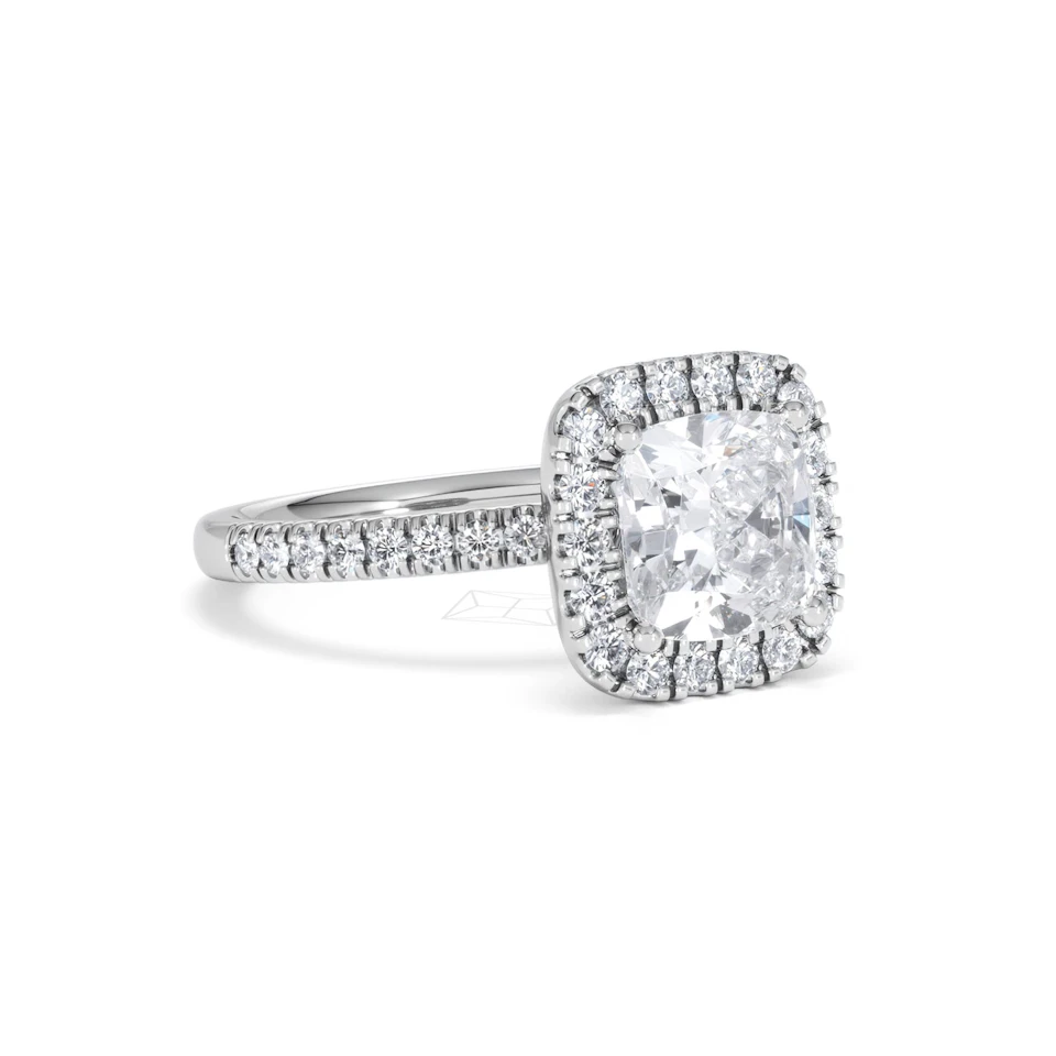 2.60ct Beatrice Lab Diamond Halo Engagement Ring 18K White Gold F/VS1