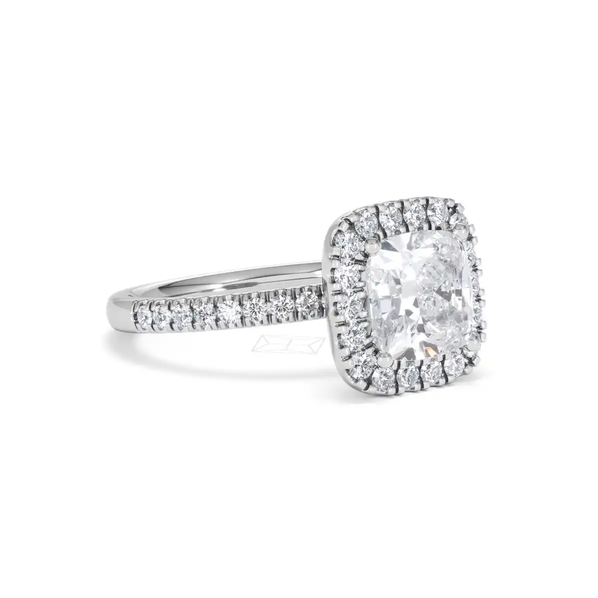 2.60ct Beatrice Lab Diamond Halo Engagement Ring 18K White Gold F/VS1