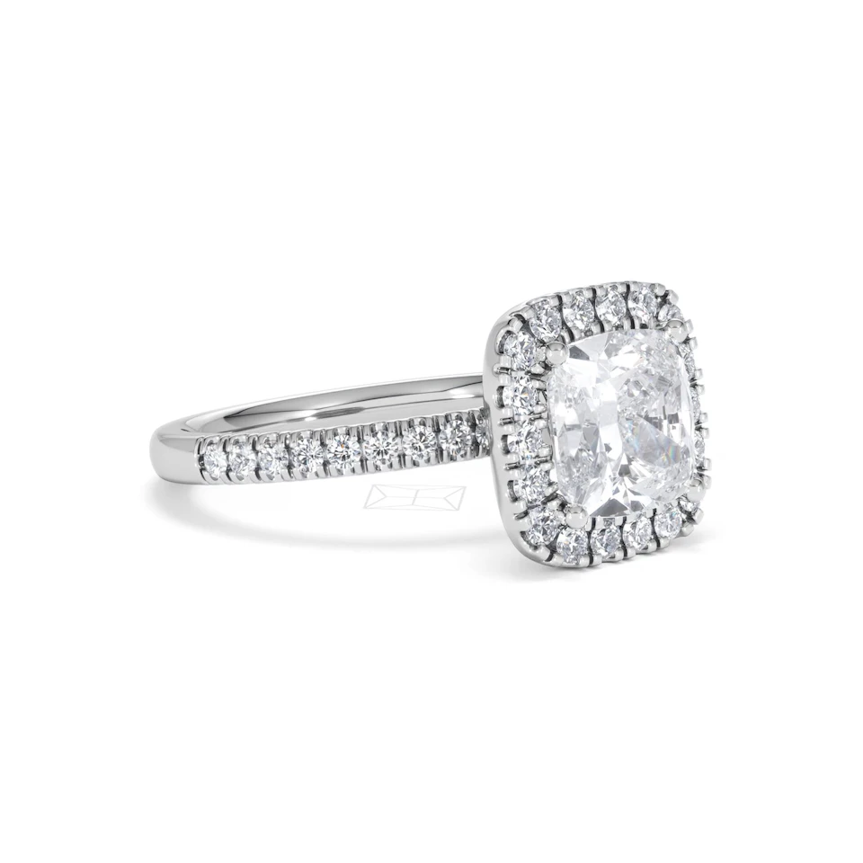 2.60ct Beatrice Lab Diamond Halo Engagement Ring in Platinum F/VS1