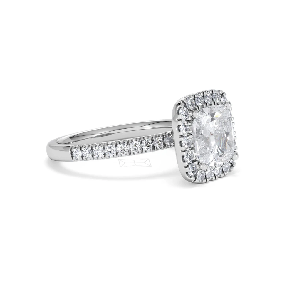 2.60ct Beatrice Lab Diamond Halo Engagement Ring 18K White Gold F/VS1