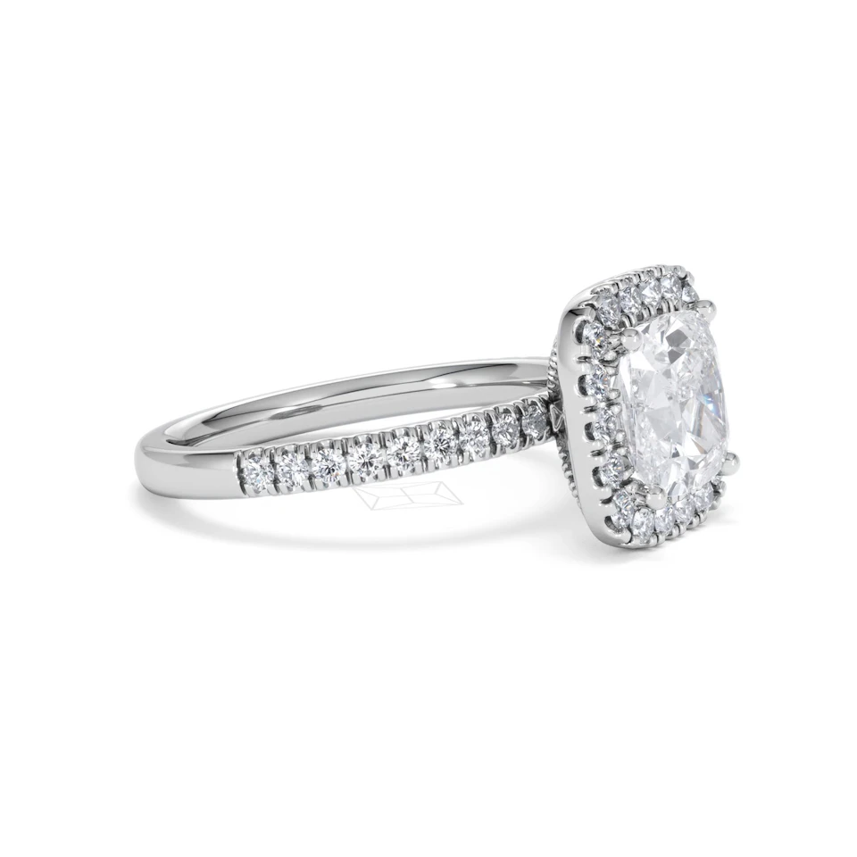 2.60ct Beatrice Lab Diamond Halo Engagement Ring in Platinum F/VS1