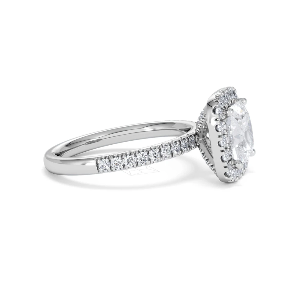 2.60ct Beatrice Lab Diamond Halo Engagement Ring in Platinum F/VS1