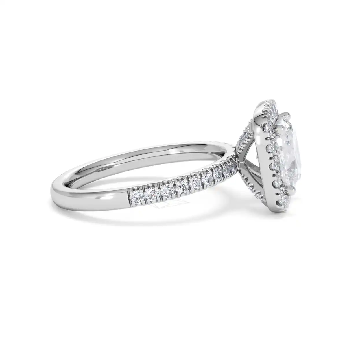 2.60ct Beatrice Lab Diamond Halo Engagement Ring 18K White Gold F/VS1