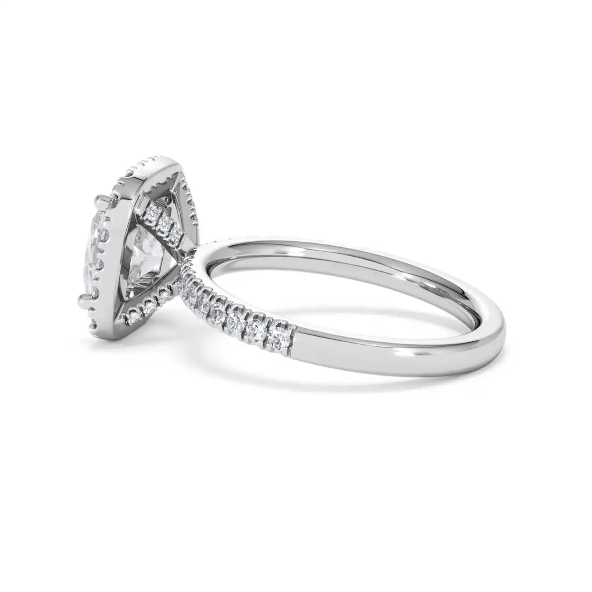 2.60ct Beatrice Lab Diamond Halo Engagement Ring 18K White Gold F/VS1
