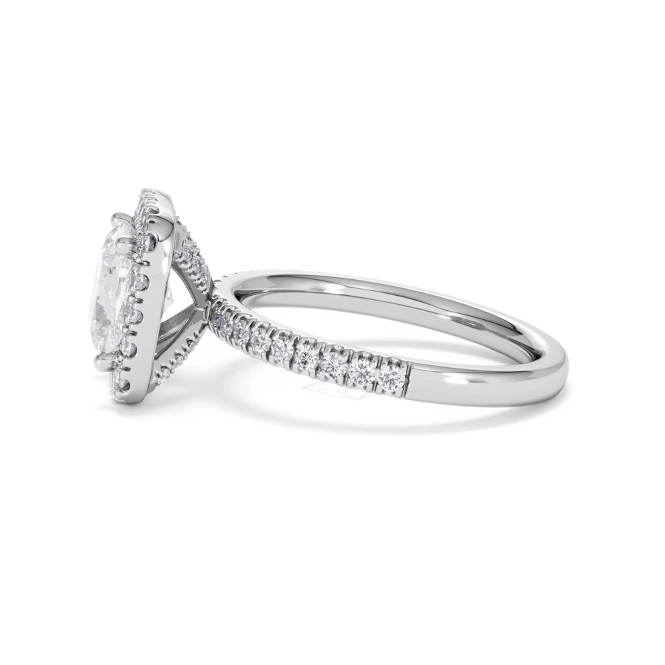 2.60ct Beatrice Lab Diamond Halo Engagement Ring in Platinum F/VS1