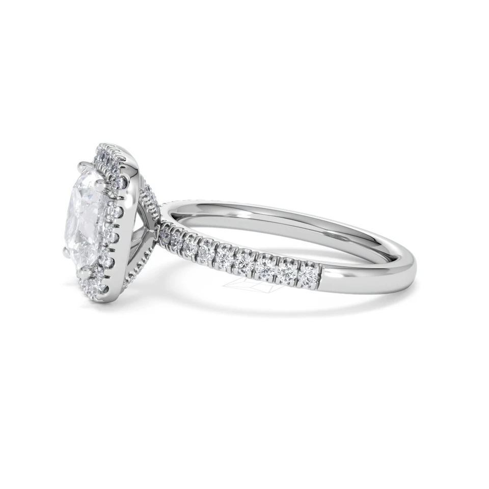 2.60ct Beatrice Lab Diamond Halo Engagement Ring in Platinum F/VS1