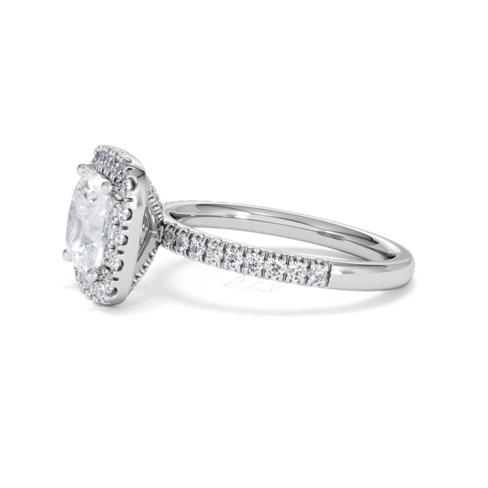 2.60ct Beatrice Lab Diamond Halo Engagement Ring in Platinum F/VS1