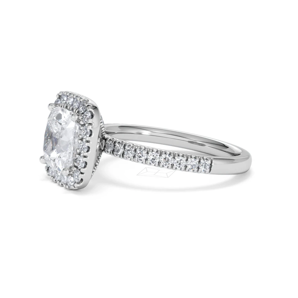 2.60ct Beatrice Lab Diamond Halo Engagement Ring 18K White Gold F/VS1
