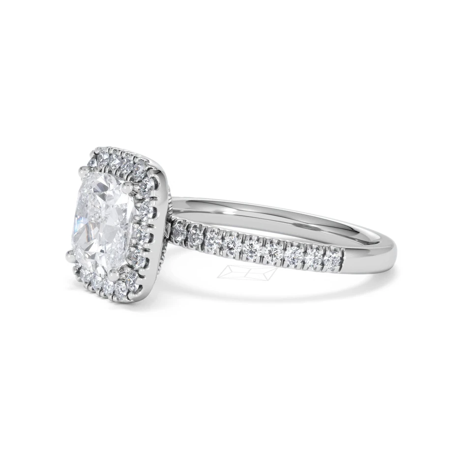 2.60ct Beatrice Lab Diamond Halo Engagement Ring in Platinum F/VS1