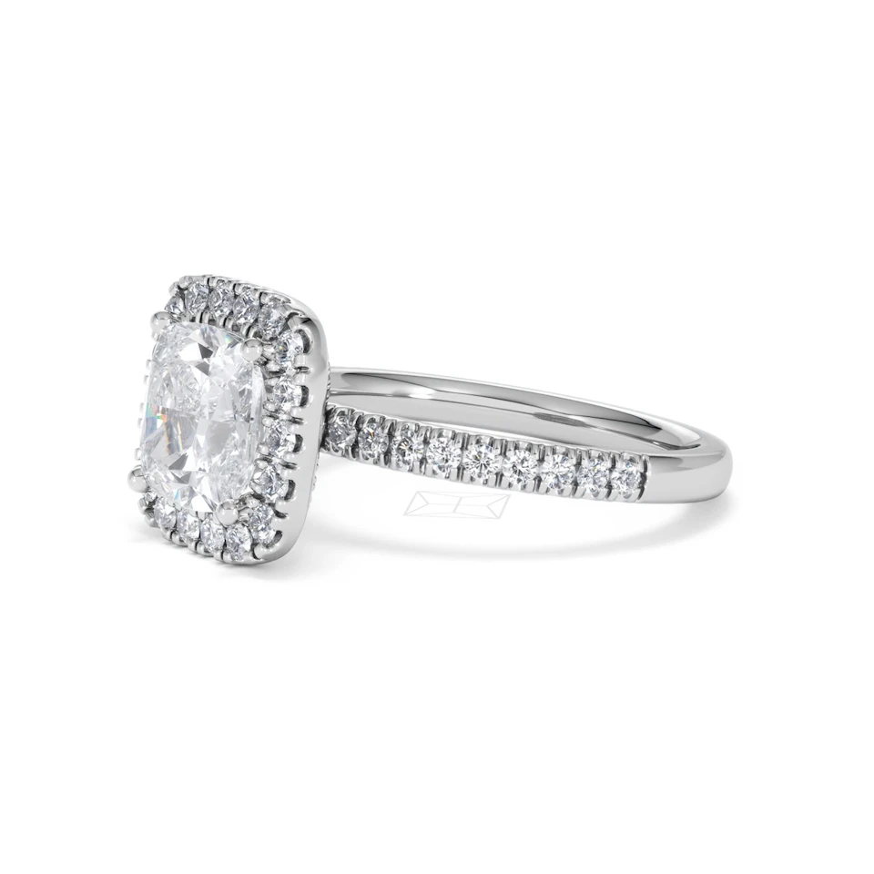 2.60ct Beatrice Lab Diamond Halo Engagement Ring in Platinum F/VS1
