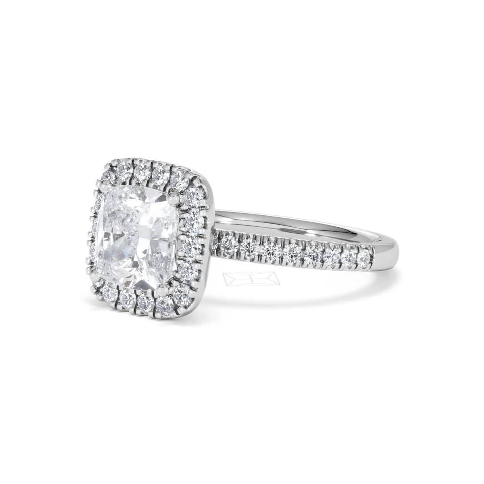 2.60ct Beatrice Lab Diamond Halo Engagement Ring in Platinum F/VS1