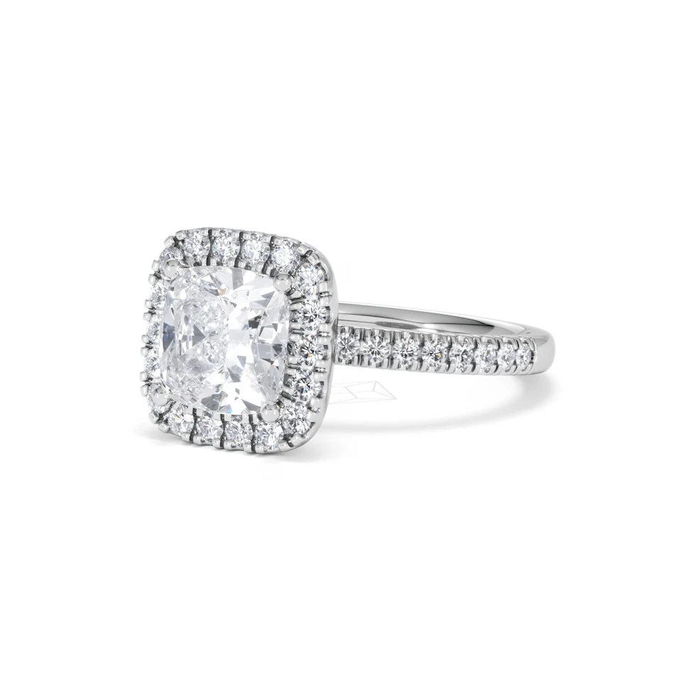 2.60ct Beatrice Lab Diamond Halo Engagement Ring 18K White Gold F/VS1