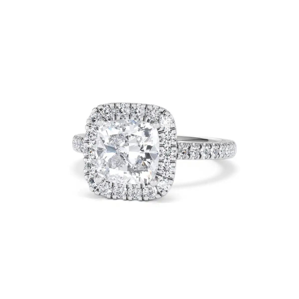 2.60ct Beatrice Lab Diamond Halo Engagement Ring 18K White Gold F/VS1