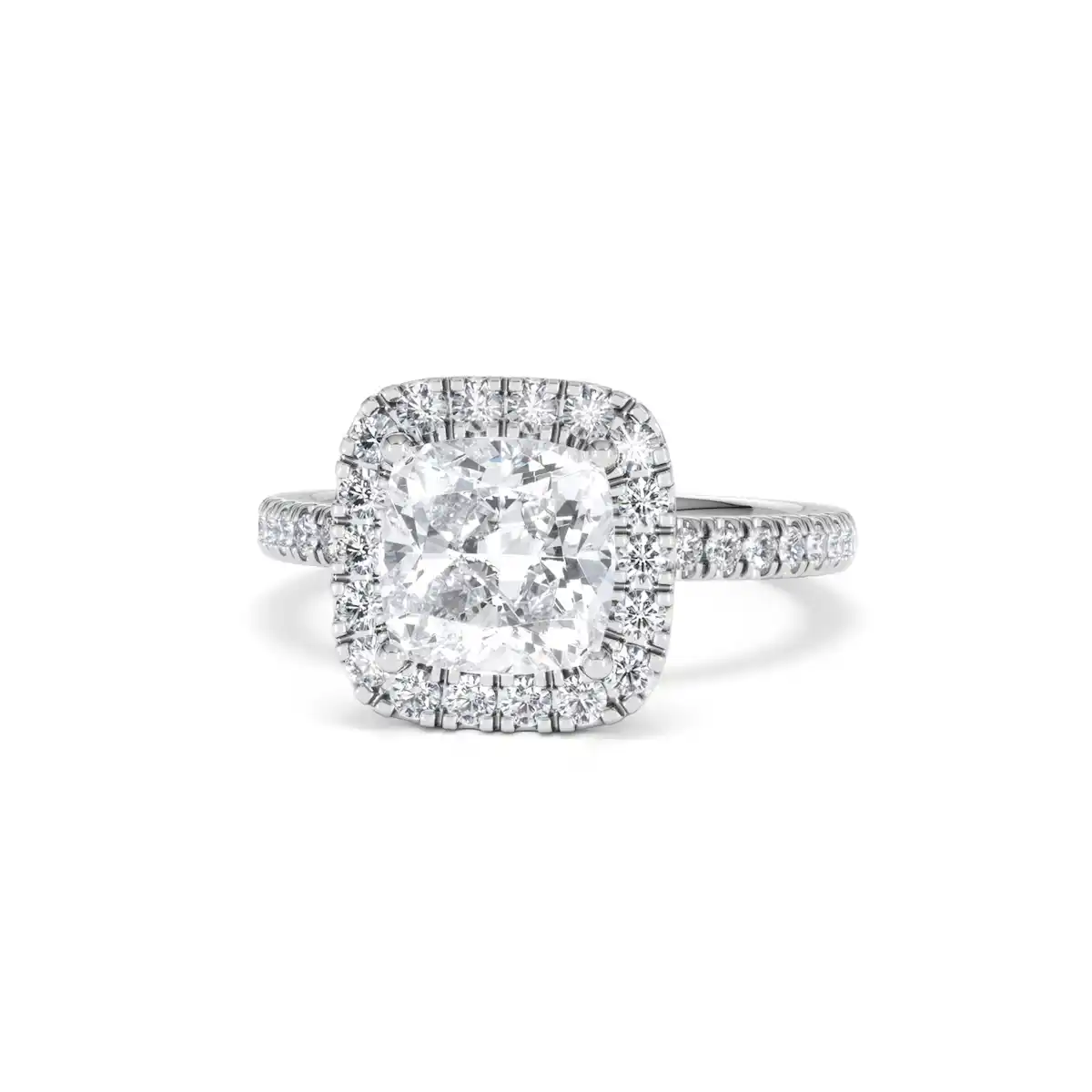 2.60ct Beatrice Lab Diamond Halo Engagement Ring 18K White Gold F/VS1