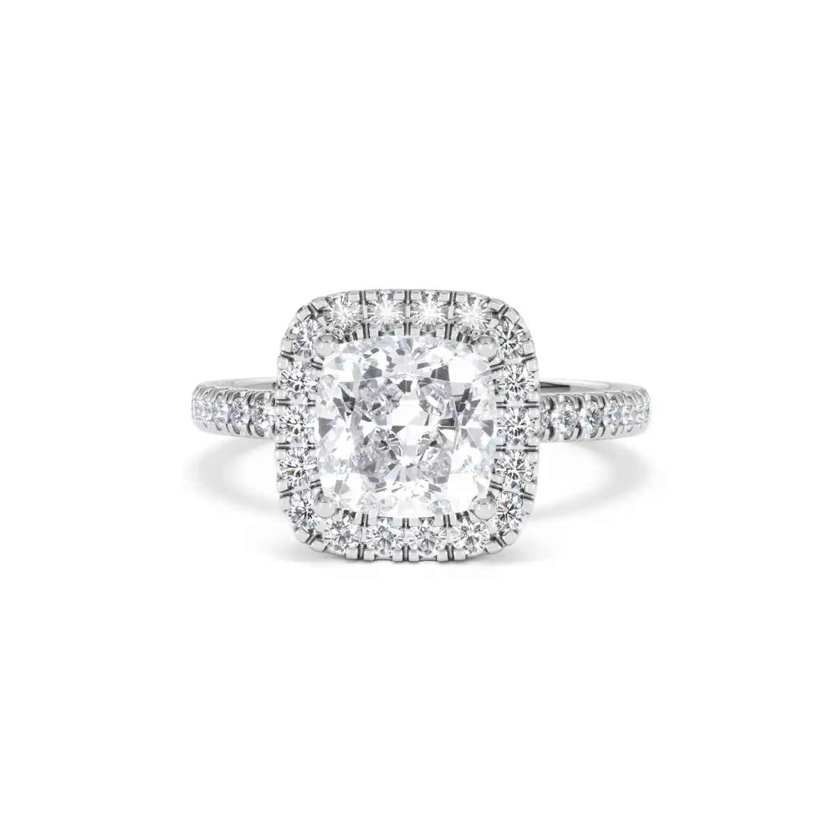 2.60ct Beatrice Lab Diamond Halo Engagement Ring 18K White Gold F/VS1