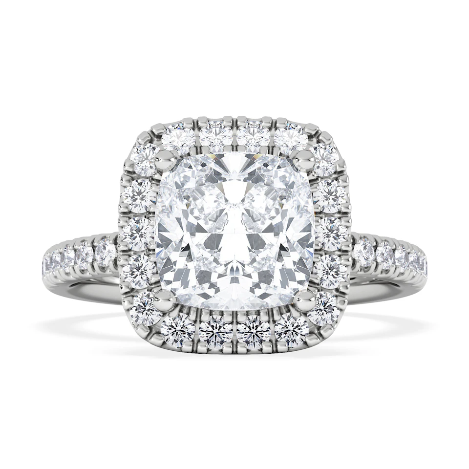 2.60ct Beatrice Lab Diamond Halo Engagement Ring 18K White Gold F/VS1