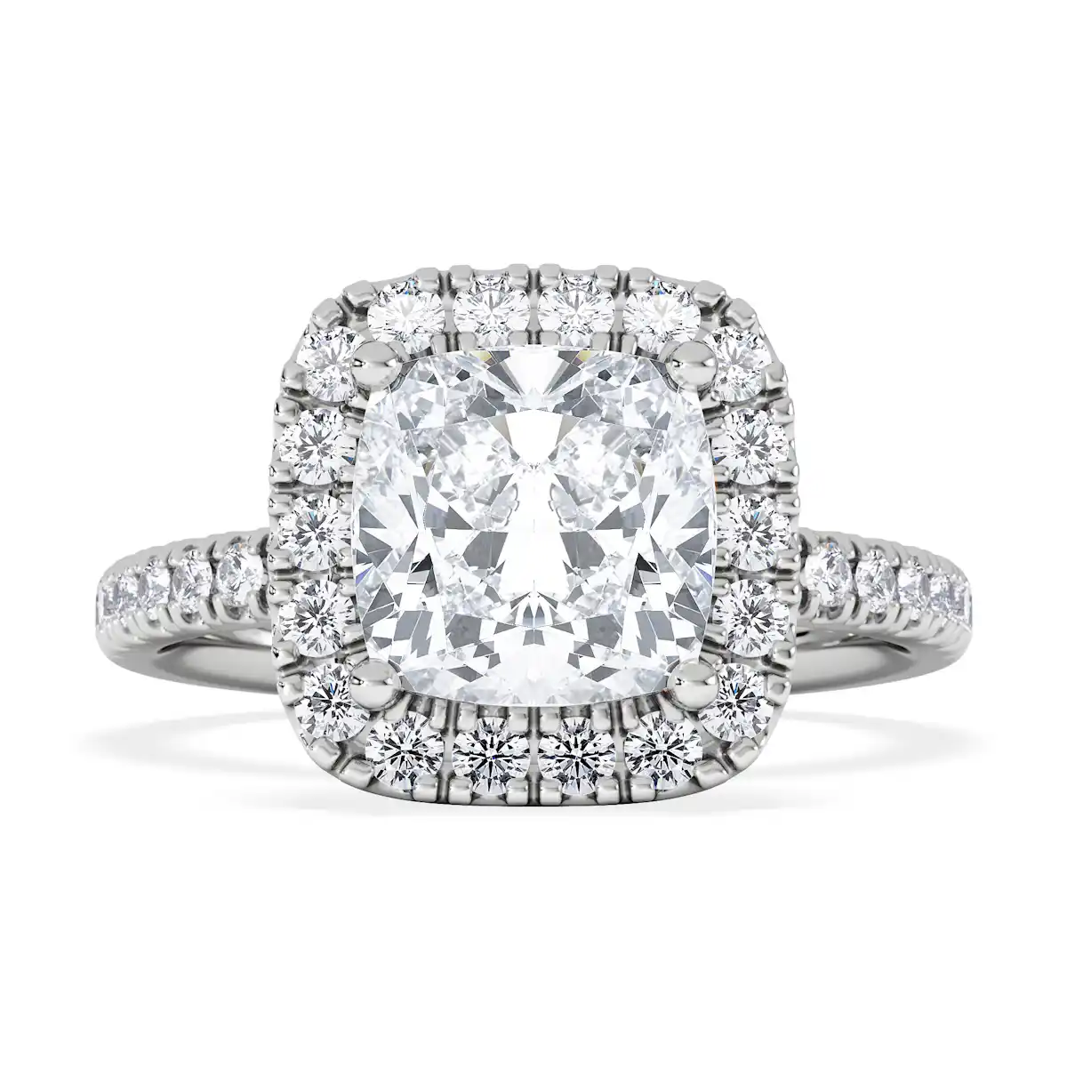 2.60ct Beatrice Lab Diamond Halo Engagement Ring 18K White Gold F/VS1