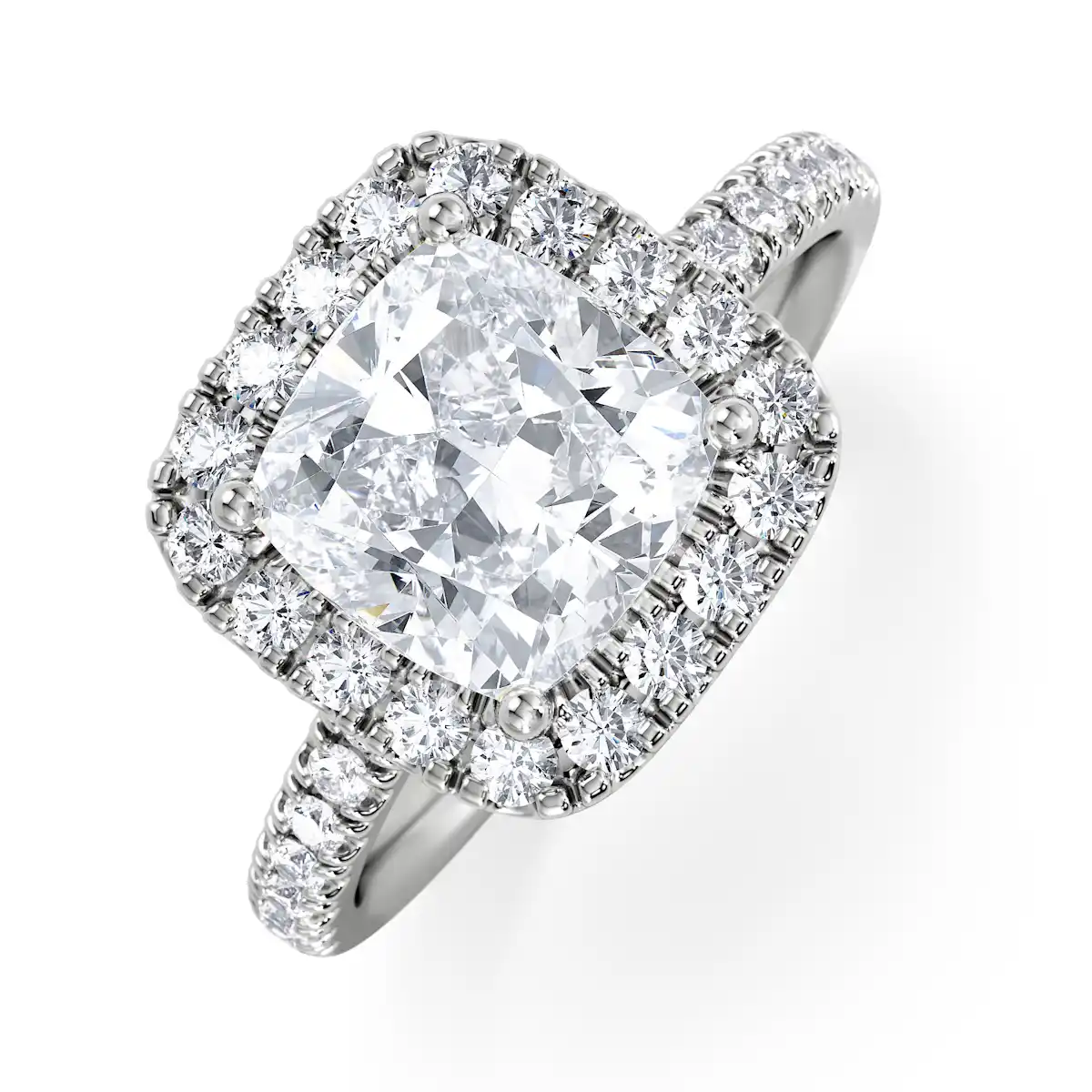 2.60ct Beatrice Lab Diamond Halo Engagement Ring 18K White Gold F/VS1