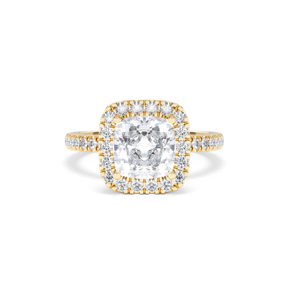 2.60ct Beatrice Lab Diamond Halo Engagement Ring in 18K Gold F/VS1