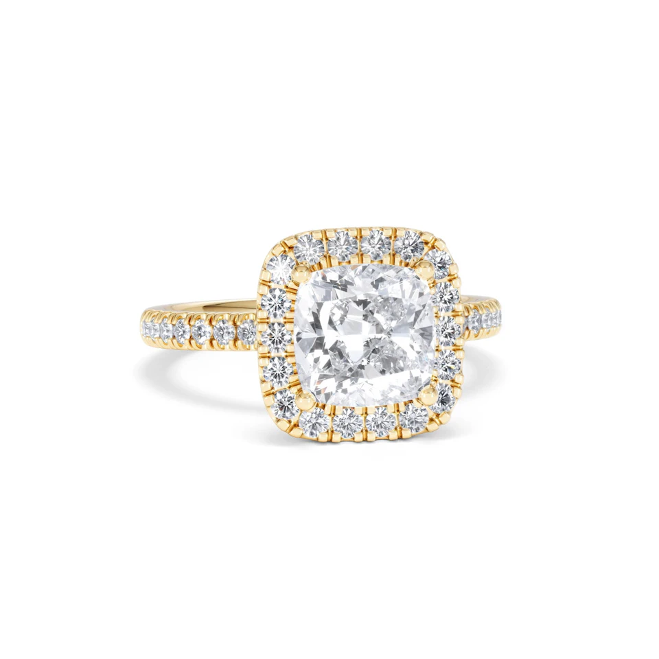 2.60ct Beatrice Lab Diamond Halo Engagement Ring in 18K Gold F/VS1