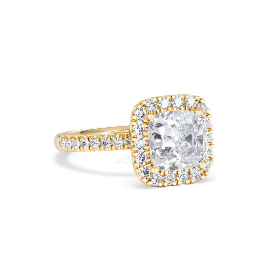 2.60ct Beatrice Lab Diamond Halo Engagement Ring in 18K Gold F/VS1