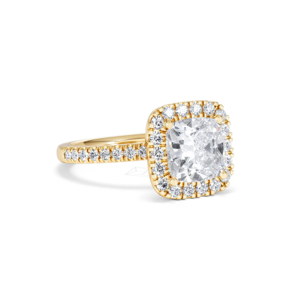 2.60ct Beatrice Lab Diamond Halo Engagement Ring in 18K Gold F/VS1