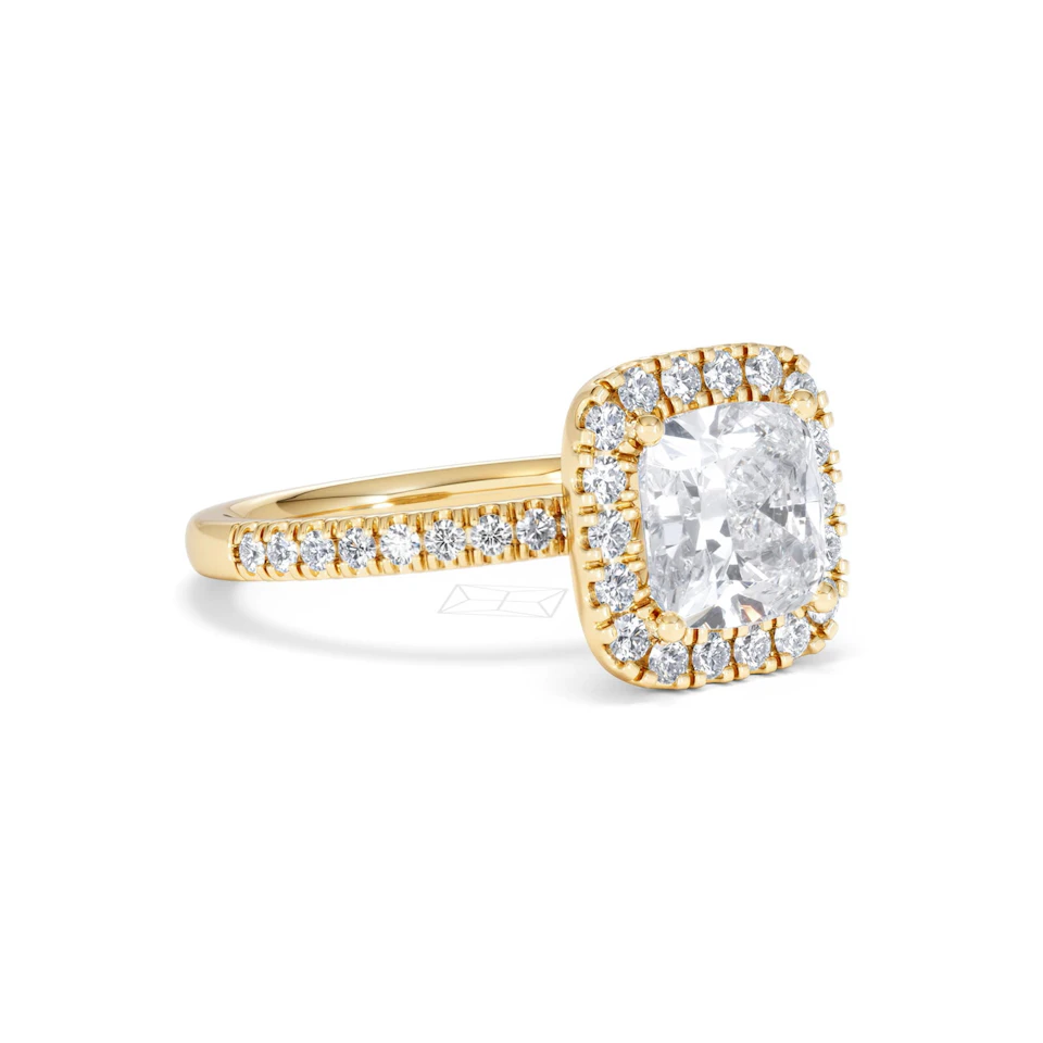 2.60ct Beatrice Lab Diamond Halo Engagement Ring in 18K Gold F/VS1