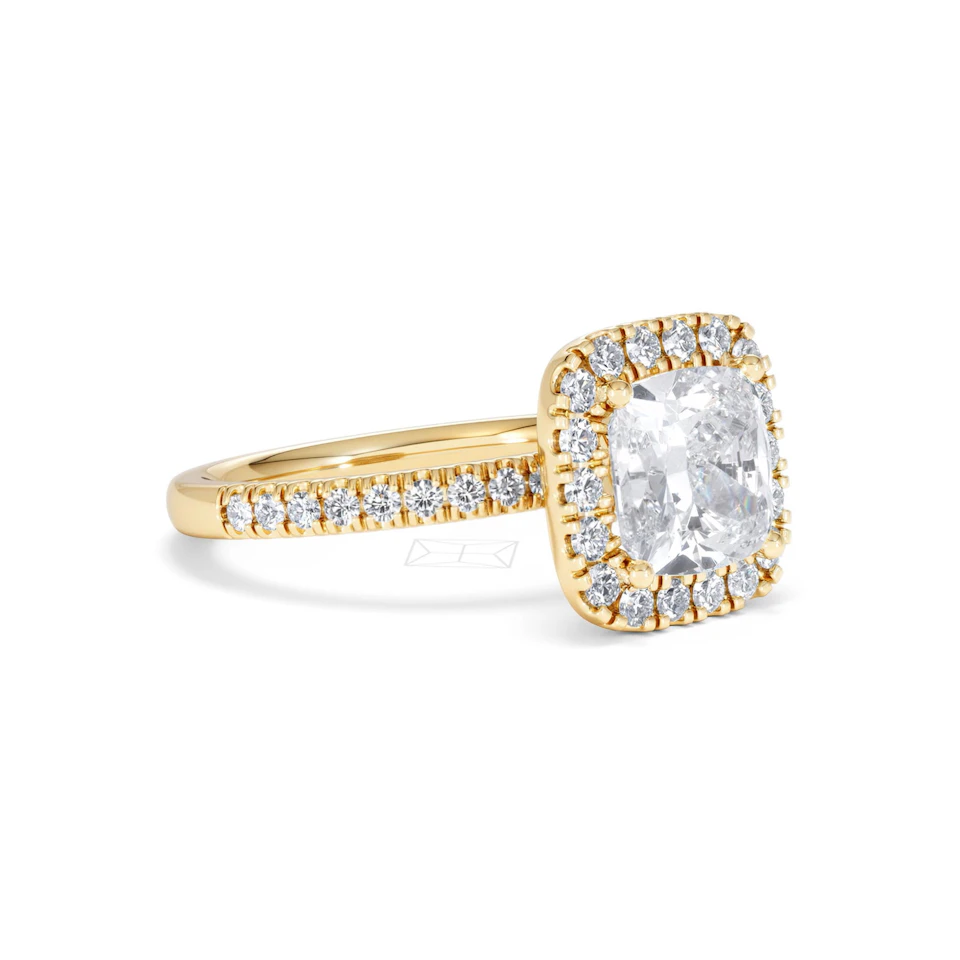 2.60ct Beatrice Lab Diamond Halo Engagement Ring in 18K Gold F/VS1