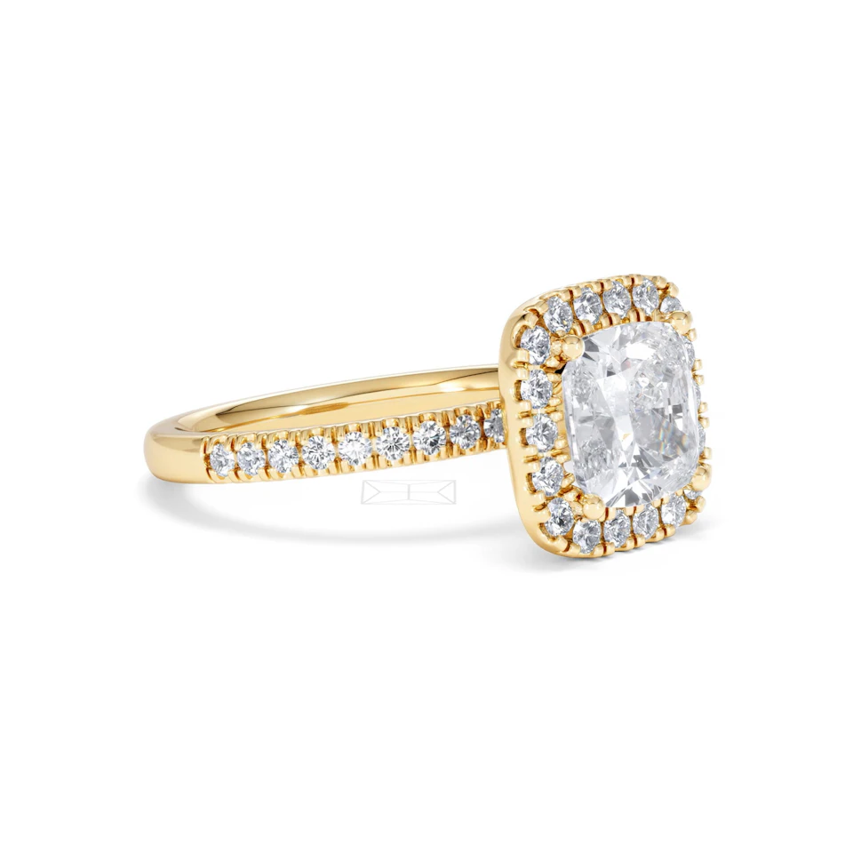 2.60ct Beatrice Lab Diamond Halo Engagement Ring in 18K Gold F/VS1