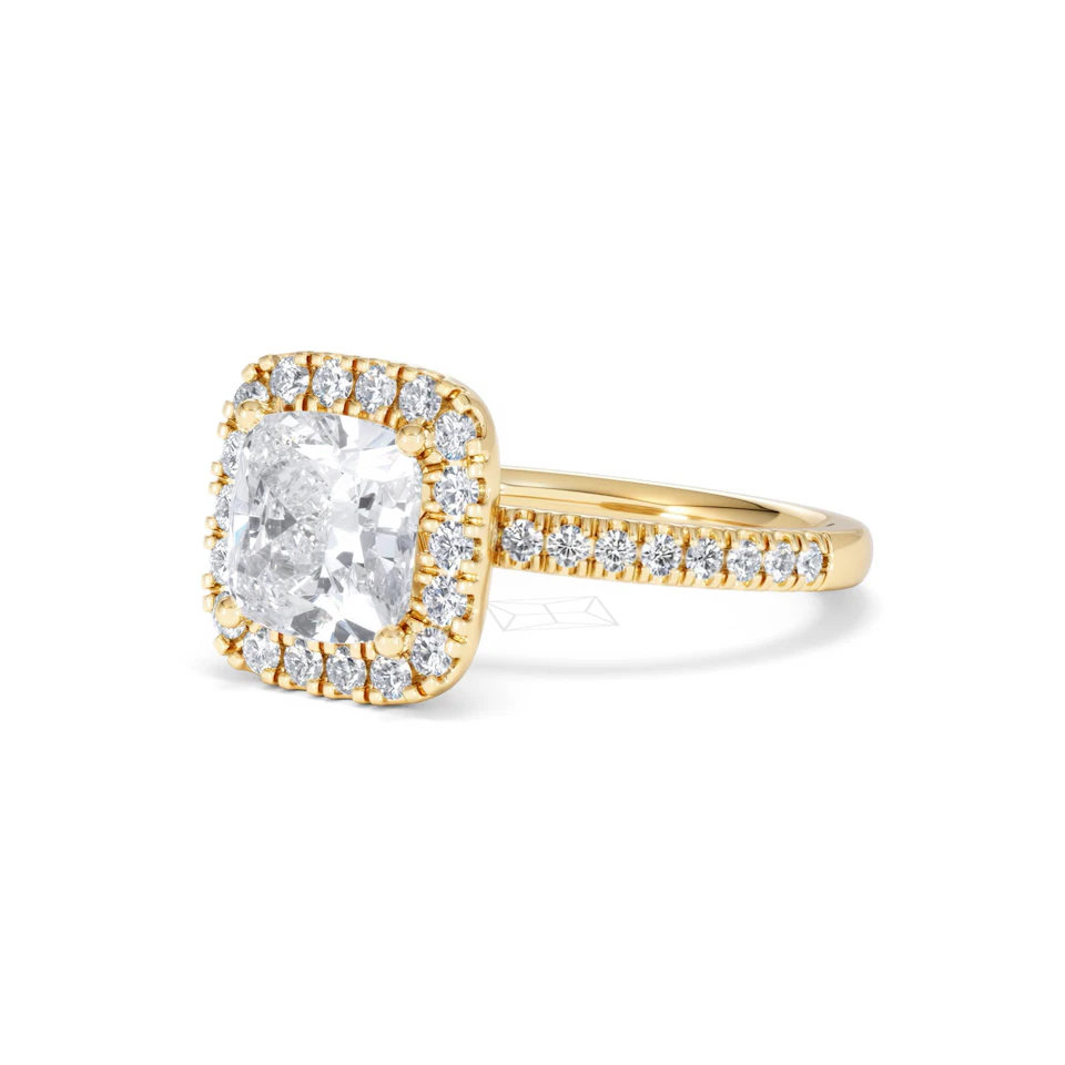 2.60ct Beatrice Lab Diamond Halo Engagement Ring in 18K Gold F/VS1