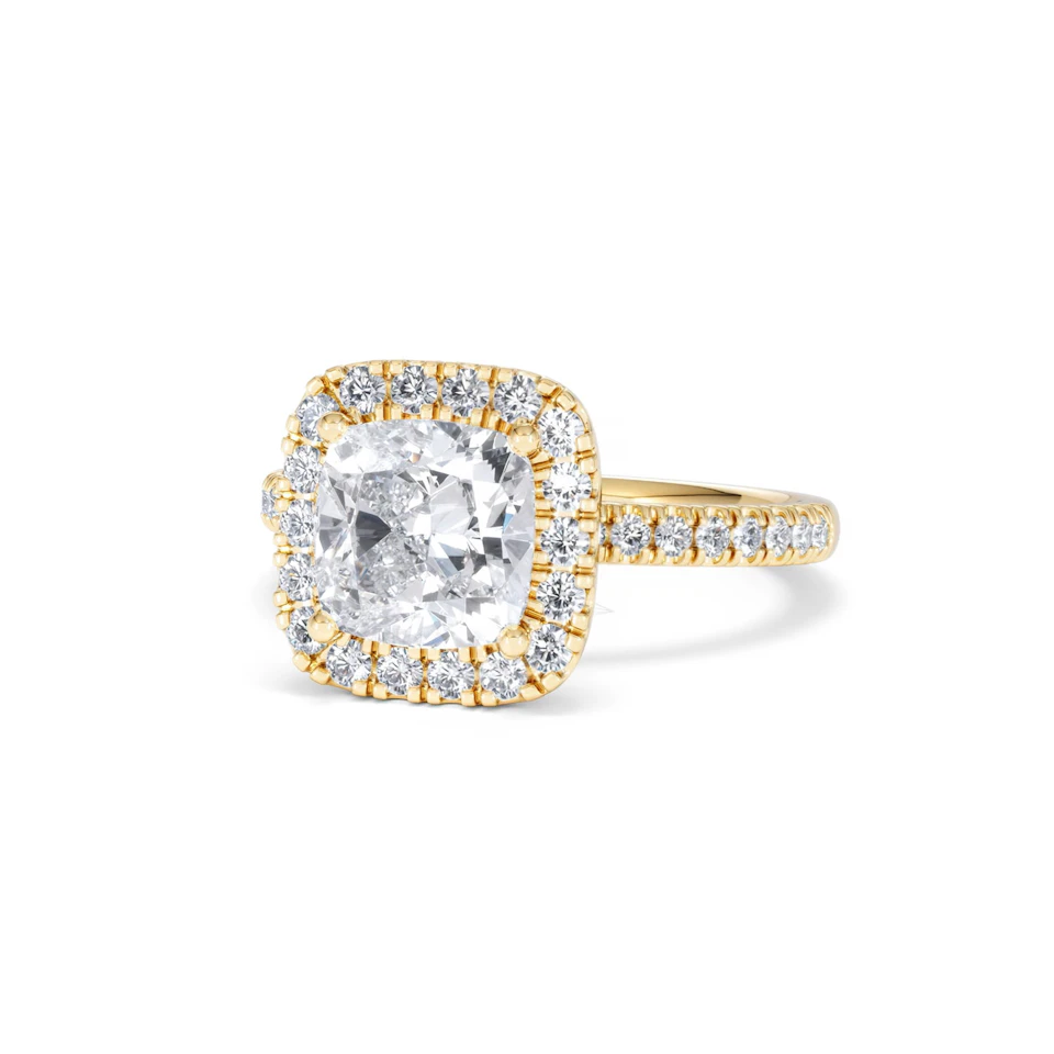 2.60ct Beatrice Lab Diamond Halo Engagement Ring in 18K Gold F/VS1