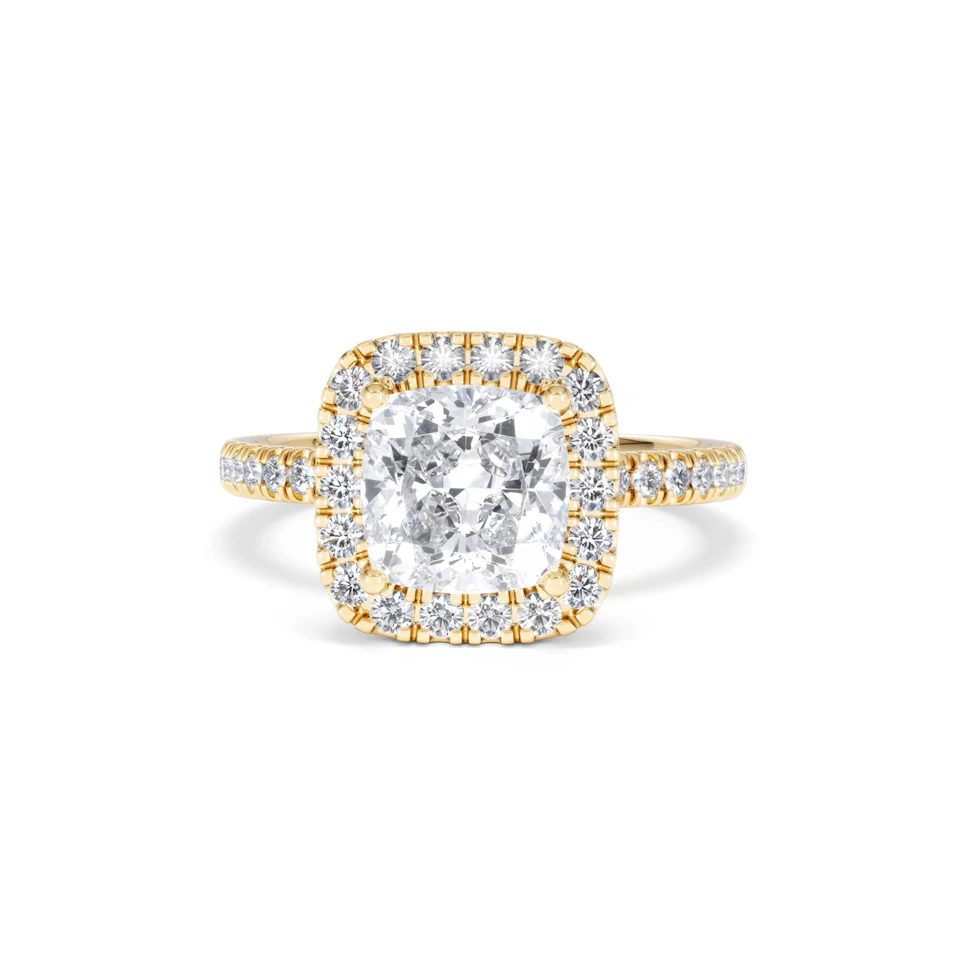 2.60ct Beatrice Lab Diamond Halo Engagement Ring in 18K Gold F/VS1