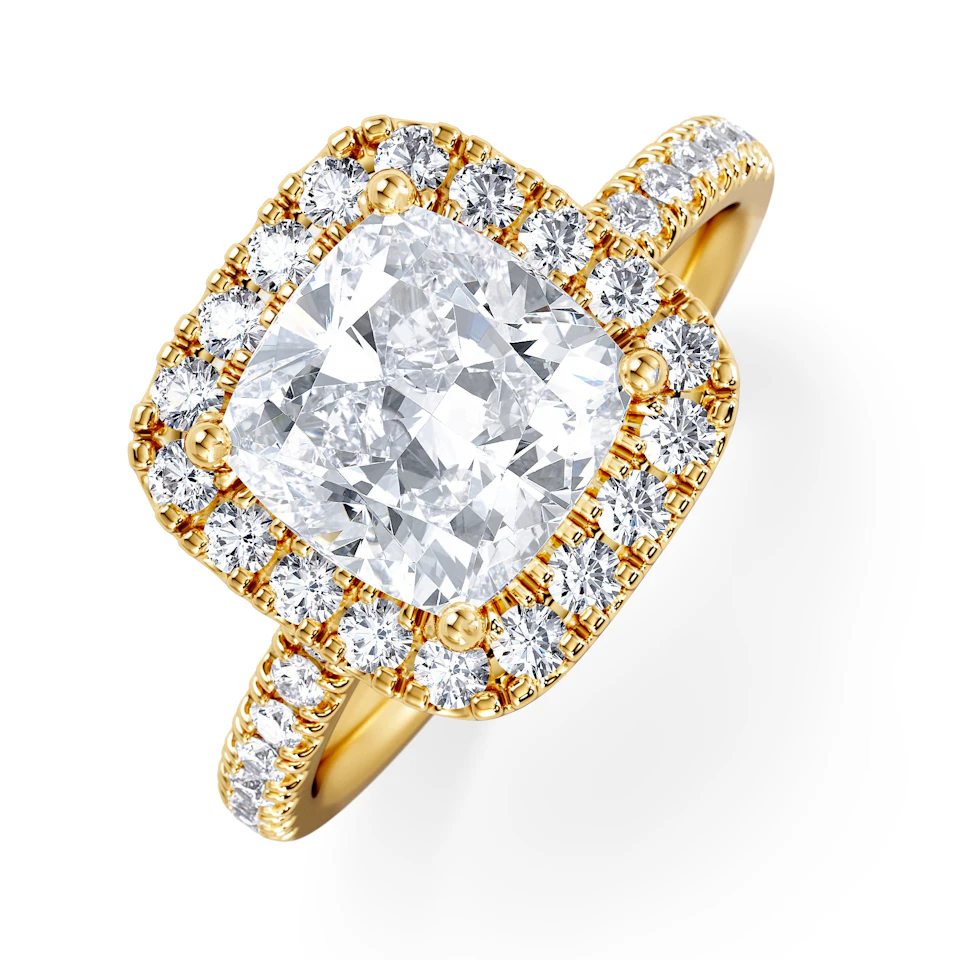 2.60ct Beatrice Lab Diamond Halo Engagement Ring in 18K Gold F/VS1