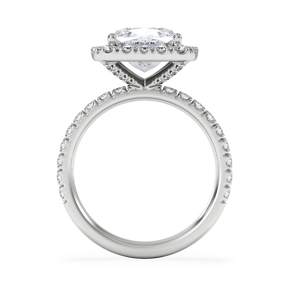 Beatrice 3.55ct Lab Diamond Cushion Cut Engagement Ring in 18K White Gold G/VS1