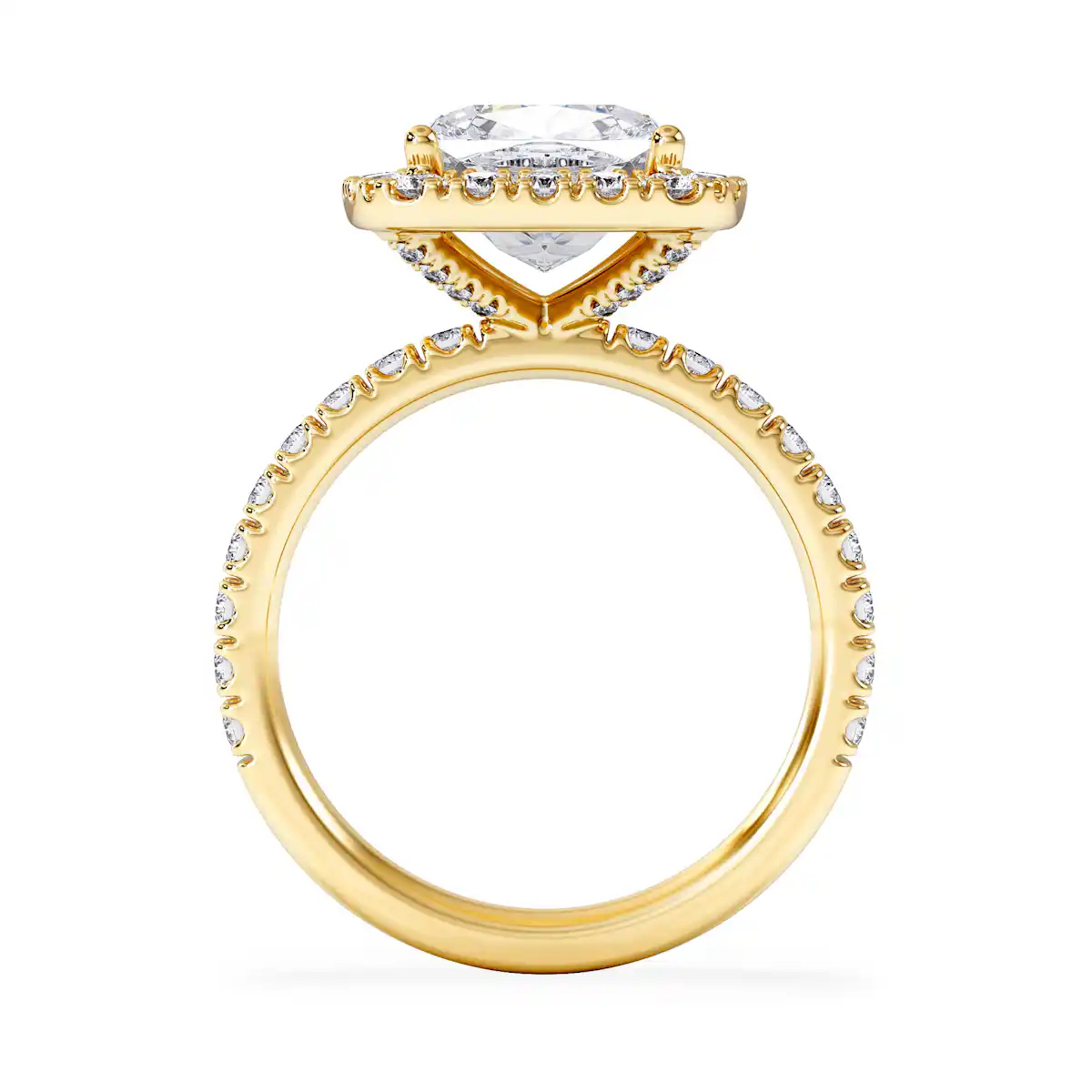 Beatrice 3.55ct Lab Diamond Cushion Cut Engagement Ring in 18K Yellow Gold G/VS1