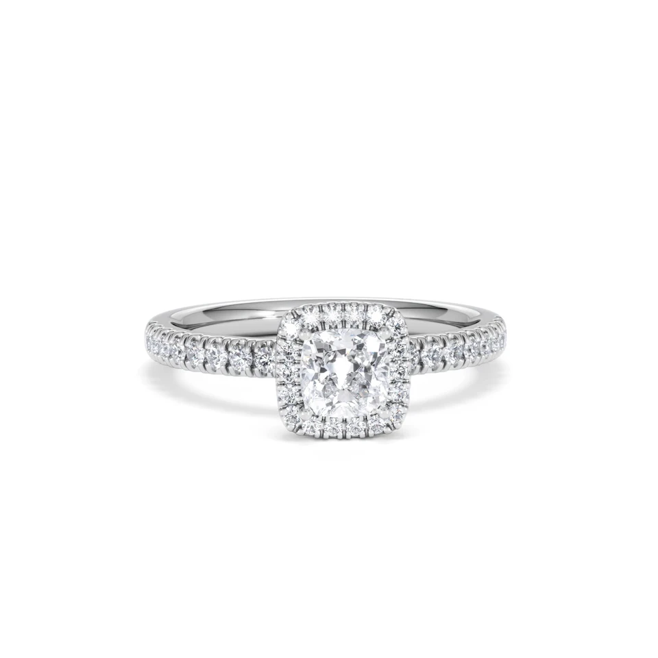 Beatrice Diamond Halo Engagement Ring in Platinum 1ct G/SI2