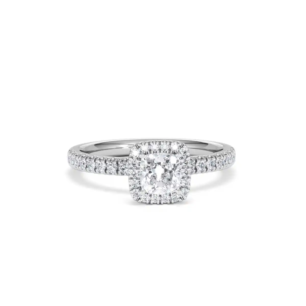 Beatrice Lab Diamond Halo Engagement Ring 18K White Gold 1ct F/VS1