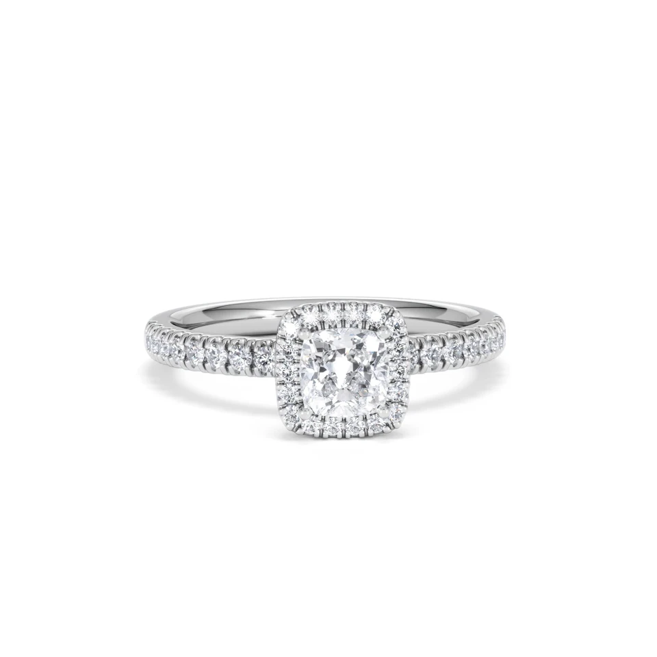 Beatrice Diamond Halo Engagement Ring 18K White Gold 1ct G/VS2