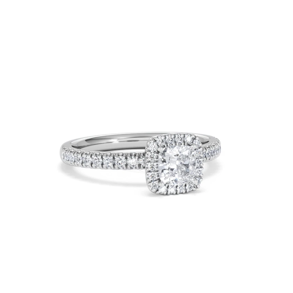 Beatrice Diamond Halo Engagement Ring 18K White Gold 1ct G/SI2
