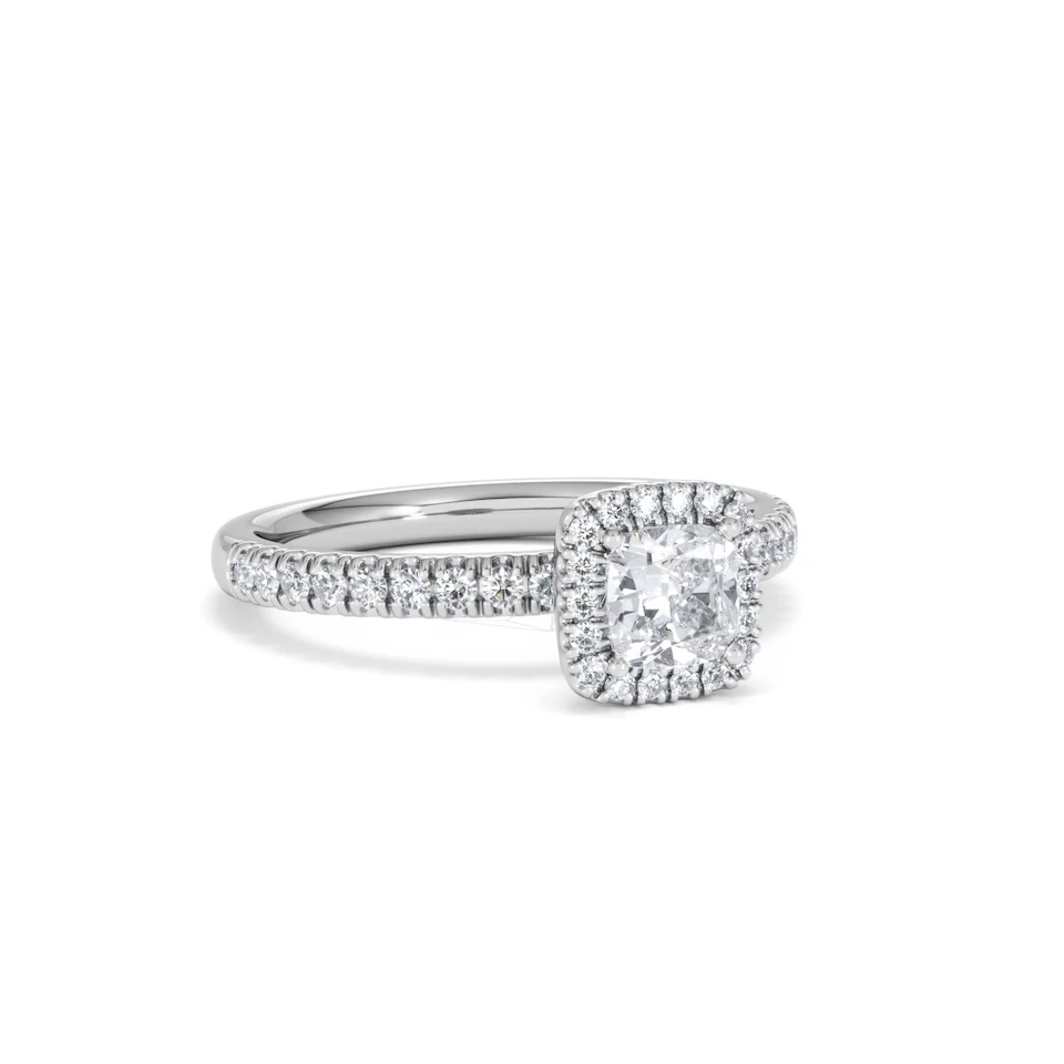 Beatrice Lab Diamond Halo Engagement Ring in Platinum 1ct F/VS1