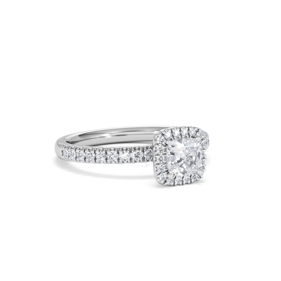 Beatrice Diamond Halo Engagement Ring 18K White Gold 1ct G/SI2