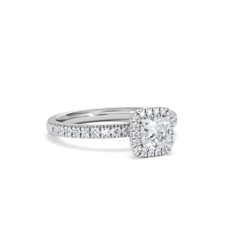 Beatrice Diamond Halo Engagement Ring 18K White Gold 1ct G/VS2